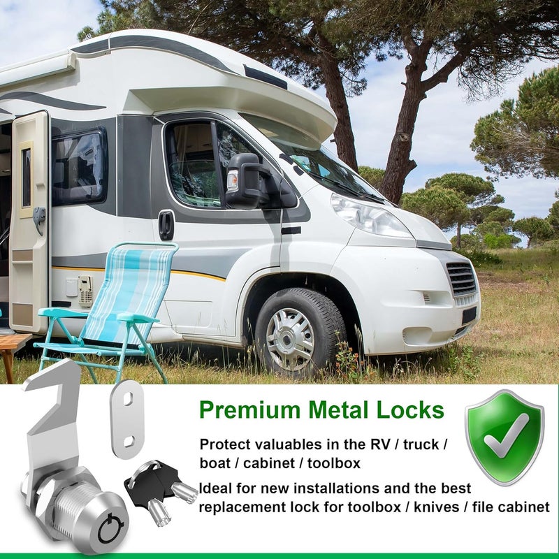 Hecfu 1 Pcs Tool Box Locks with Keys, Tubular Cam Lock 5/8" Keyed Alike, Hook Cam Toolbox Locks Secure Your Tool Box Mailbox Drawer Cabinet Lock, Silver, Zinc Alloy - Image 4